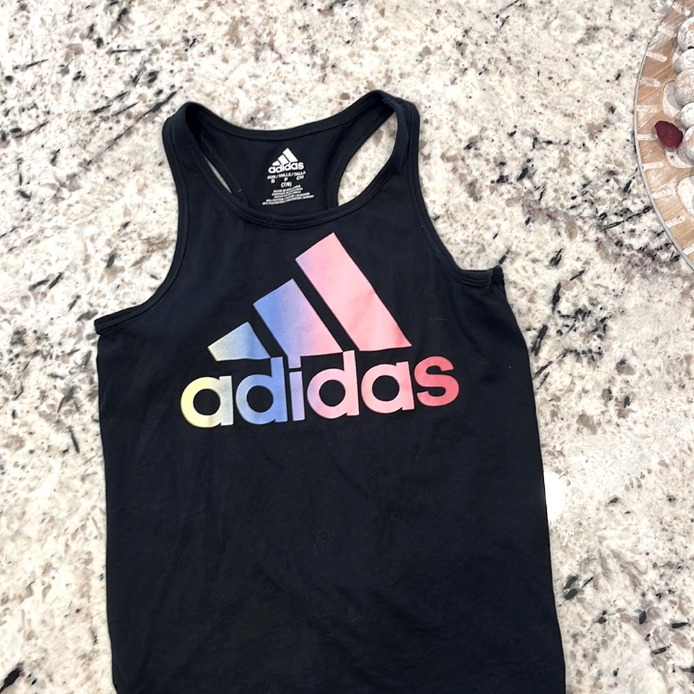 Used girls black Adidas tank top